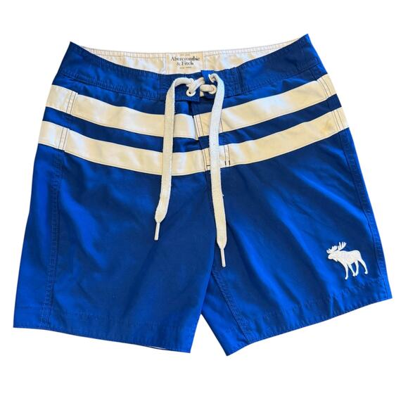 Abercrombie & Fitch Other - Y2K Abercrombie & Fitch Blue Stripe Board Shorts Swim Trunks Preppy Mens L